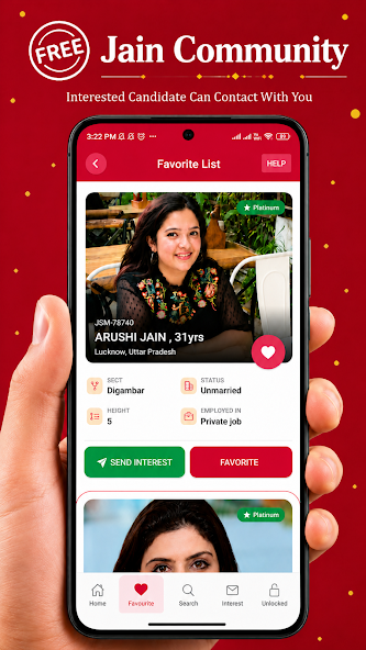 Jain Shadi Milan Mobile App UI Mockup